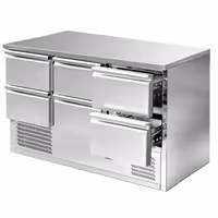 Rashladni pult PREMIUM - 1365x700 mm - 368 l - Prednja ploča Crna - Statičko hlađenje - s 6 ladica - radna ploča bez podignutog ruba