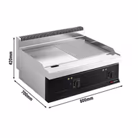 Plancha eléctrica Fry top - 13,8 kW - Mixto liso/ranurado - Superficie de cocción: 795x535mm