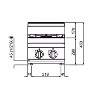 Fogão a gás de mesa - 9,5kW - 2 queimadores
