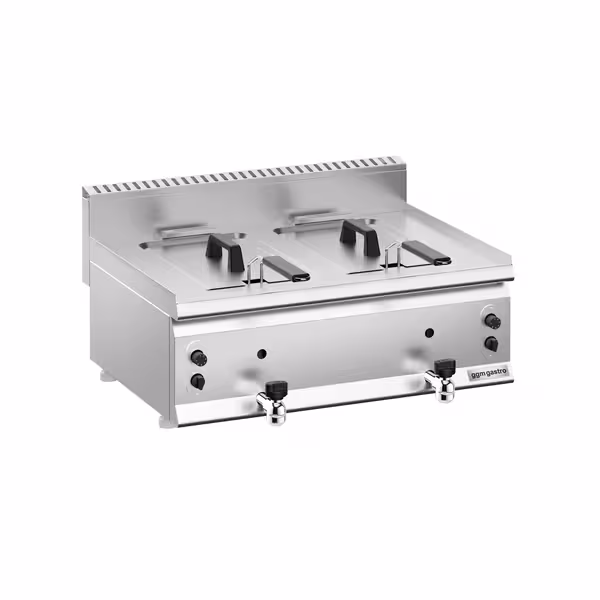 Gázüzemű dupla olajsütő - asztali - 2x8 liter - 12 kW - leeresztőcsappal