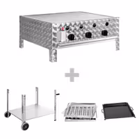 Gázgrill - 10 kW - inkl. mobil alsó állvány, grillrács és lemez