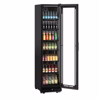 Commercial Beverage Display Fridge - 500mm - 295 Litres - with 1 hinged glass door - LED lighting - Black - Temperature range 0 to 7 °C