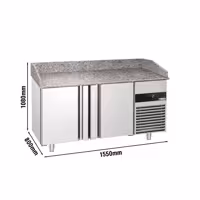 Commercial Pizza Prep Counter - Granite Top PREMIUM - 1550x800mm - with 2 doors