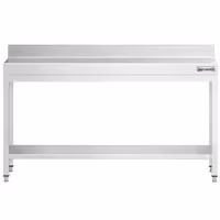 Rozsdamentes acél munkaasztal PREMIUM - 2000x800 mm - alsó polccal & hátsó peremmel