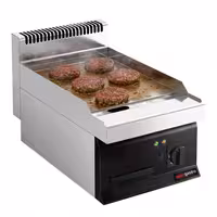 Plancha eléctrica Fry top - placa de cromo duro - 4,5 kW - Liso - Superficie de cocción: 395x535mm