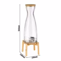 Musluklu Cam Şerbetlik - FRESH WOOD - Standlı cam hazne - 4.5L - Bambu - dâhil: Stand ayağı, Kork kapak, Kork altlık, Paslanmaz çelik musluk