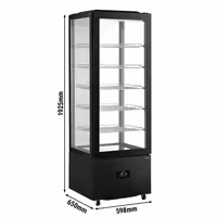 4-Sided Glass Display Fridge - 442L - 650mm - Double glazing - square - with 5 shelves - 1 glass door front