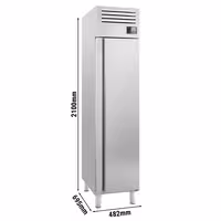 Koelkast RVS PREMIUM PLUS - GN 1/1 - 482mm - 325liter - tot +6°C - met 1 deur - geforceerde koeling, LED‑verlichting & legroosters