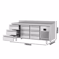 Commercial Counter Fridge PREMIUM PLUS - 1960x600mm - with 9 drawers [1/3] - with upstand - capacity 385 litres