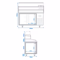 Pizzapult PREMIUM PLUS - 1490x700 mm - 2 ajtó - feltéthűtővel - 6x GN 1/4 - gránit munkalappal