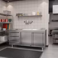 خزانة عمل ستانلس ستيل KOPENHAGEN PREMIUM - 1800x700mm - أبواب منزلقة