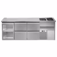 Direct Draw Beer Dispenser / Kegerator PREMIUM – 2-Door – 2 Right Sinks, Glass Door, 4 Cooled Drawers – 2500×700 mm