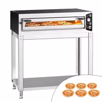 Electric Deck Pizza Oven - Single Deck - Refractory Stone Deck - 6 x Ø 35cm (13.8") - Mechanical Controls - up to 450°C - incl. Base frame