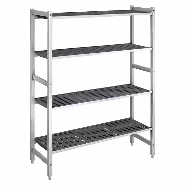 وحدة رفوف ألمنيوم - بداية - 1500x1800mm - عمق: 360 mm - 4 رفوف - الحمولة: 900 kg