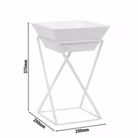 Etagere / Buffet Stand - White - Height: 375mm - incl. 1 Melamine bowl - square - Powder-coated stainless steel & Melamine
