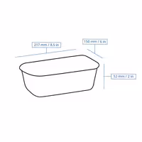 (300 pcs) Food Lidding Tray Polypropylene - 1000ml - Rectangular - Black