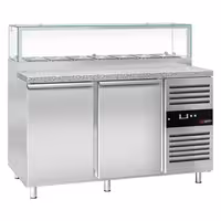 Saladette PREMIUM – 1510 mm – 2 bibien – b'quċċata tal-ħġieġ għal 7 x GN 1/3