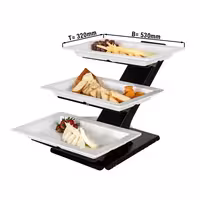 Etagere / Buffet Stand - Powder-coated stainless steel & melamine - Black - incl. 3 Melamine bowls 320x530mm