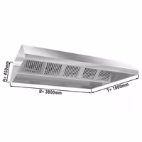 Profesionalna stropna napa bez motora - 3800 mm - s labirintnim filtrom i rasvjetom - inox