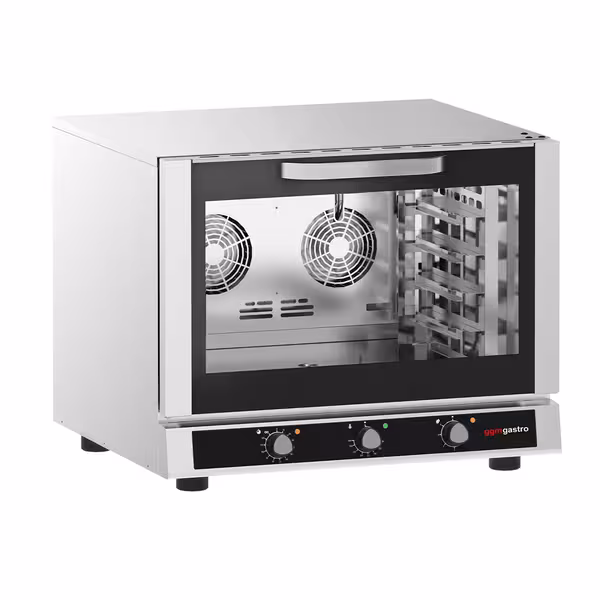 Electric Commercial Bakery Convection Oven with Steam Injection - Manual Controls - 1 Baking Chambers - 4x GN 1/1 or 600x400mm (EN 60x40)