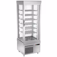 4-Sided Glass Display Freezer - 430L - 670mm - with 6 rotating glass shelves - 1 glass door