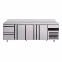 Commercial Counter Fridge PREMIUM - 2330x700mm - with 3 doors - 2 drawers - with upstand - capacity 632 litres