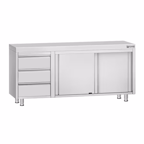 خزانة عمل ستانلس ستيل ECO - 1800x600mm - وحدة أدراج 3 يسار