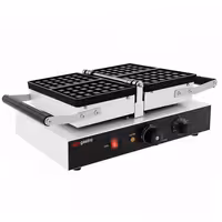 Gofrownica – pojedyncza – kształt: 2 gofry brukselskie – 1,6 kW – manualna – z powierzchnią pieczenia obracaną o 180°