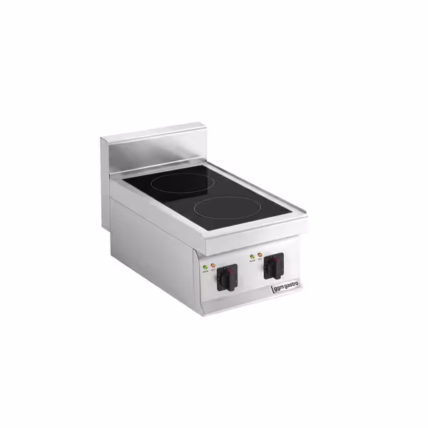 Ipari indukciós tűzhely - 700-as - asztali - főzősorba illeszthető - 400x700x420 mm - összteljesítmény: 7,0 kW - 2 zónás