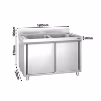 PREMIUM ormarić za pranje lonaca – 1600 x 700 mm – s 2 sudopera