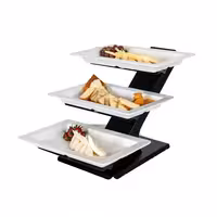 Etagere / Buffet Stand - Powder-coated stainless steel & melamine - Black - incl. 3 Melamine bowls 320x530mm