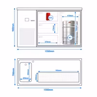Pivski štand PREMIUM - 1550x700 mm - 1 Staklena vrata & 3 Staklene ladice