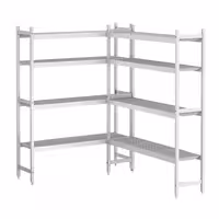 وحدة رفوف ألمنيوم - بداية - 1311x1311mm - على شكل حرف L - يسار - عمق: 360 mm - 4 رفوف - رمادي - الحمولة: 600 kg