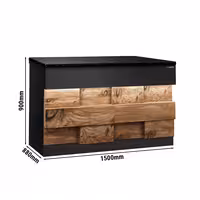 Kassentisch TORONTO - 1500mm - Holzfront - schwarze Granit-Arbeitsplatte