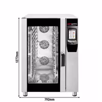 Commercial Electric Combi Oven - Touchscreen Controls - 7" colour touchscreen - 12x GN 1/1 - incl. Automatic washing system & Core temperature probe