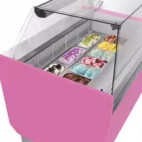 Ice Cream Display Freezer | LIAM - 1310mm - Static cooling - with LED lighting - for 10+10 x 5 litres Napoli pans - Pink