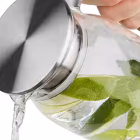 (6 adet) Cam Sürahi - 1,5L - Cam - Süzgeçli kapak - Şeffaf