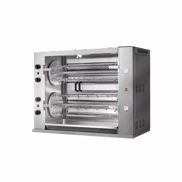 Commercial Gas Chicken Rotisserie Oven - 47.6kW - with 8 Skewers for up to 48 chickens