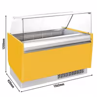 Ice Cream Display Freezer | LIAM - 1560mm - Static cooling - with LED lighting - for 13+13 x 5 litres Napoli pans - Yellow