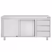 خزانة قاعدية ستانلس ستيل KOPENHAGEN ECO - 1800x700mm - وحدة أدراج 3 يسار/يمين، و2 أبواب مفصلية