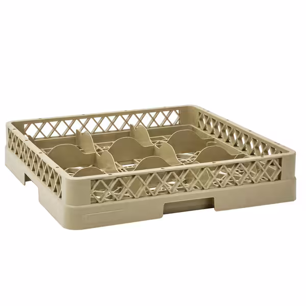 Fackindelad diskkorg 1/1 - 500x500x100 mm - 9 fack - beige - passar till ARU9N - för glas