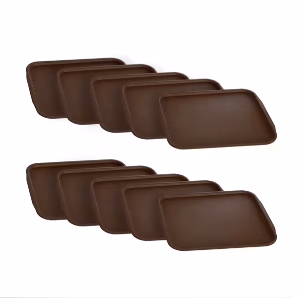 (10 buc) Tavă servire - ABS - 440x320 mm - Înălțime: 20 mm - Maro - suprafață antiderapantă