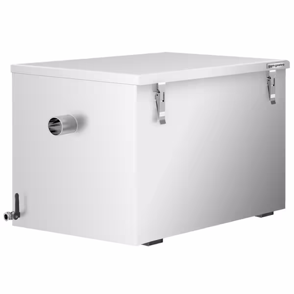 Profesionalni separator masti - 132 l - s taložnikom 52 l - do 200 obroka/dan - inox - sukladno EN 1825 - s kuglastim ventilom - za mobilnu instalaciju