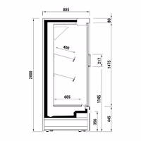 Přístěnný chladicí regál - 2 500 mm - 1 408 l - 4–6 °C - s 2 policemi - bílá