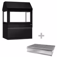 Charcoal Grill TORONTO - 1500mm - Black Front - Black Granite Worktop - tempered glass front - 3 grill grates