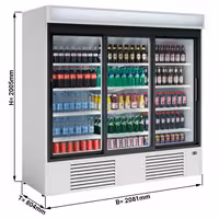 Commercial Beverage Display Fridge - 2081mm - 2030 Litres - with 3 hinged glass doors - LED lighting - digital controller with temperature display - Temperature range 4 to 8 °C
