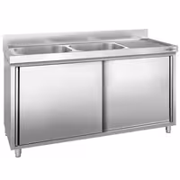 Sudoper s ormarićem PREMIUM - inox - 1800 x 600 mm - sa 2 korita - korita lijevo