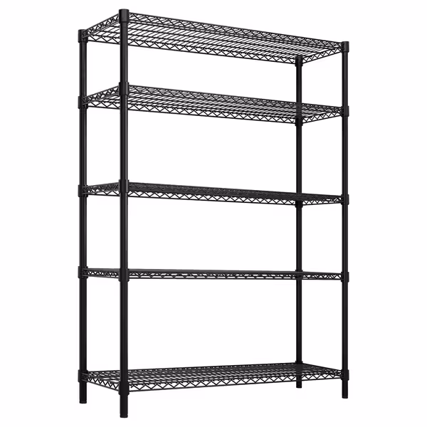 رفوف فولاذية - 1200x450mm - عمق: 450 mm - 5 رفوف (قابلة للتعديل) - أسود - الحمولة: 180 kg