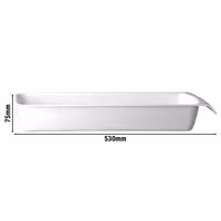 (6 adet) Gastronorm Küvet GN 2/4 - Melamin - CASCADE - 3,65L - köşeli - 530x162mm - Derinlik:75mm - GN Derinlik:75mm - Beyaz