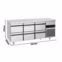 Rashladni pult PREMIUM - 1865x700 mm - 474 l - Ventilirano hlađenje - s 6 ladica